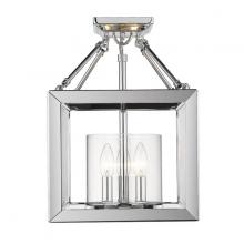 Golden 2074-SF CH-CLR - Wry Lighting Smyth 3-light Semi-Flush Mount in Chrome